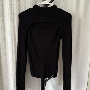 Forever 21 Black Fitted Long Sleeve Crop Top